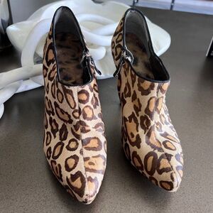 Sam Edelman Leopard Print High-Heeled Ankle Boots with Zipper Size 10